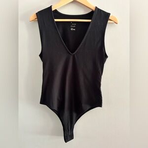 A New Day Classic Deep V-Neck Black Bodysuit